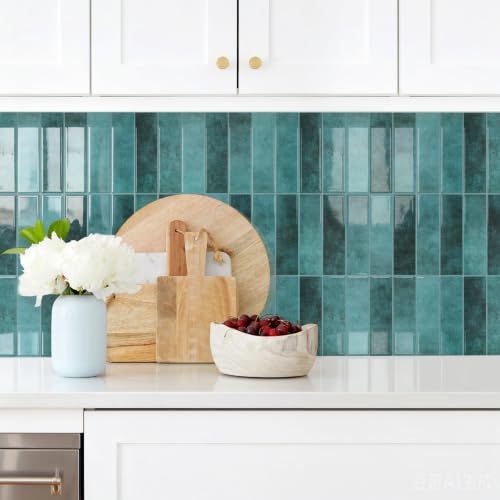 STICKGOO 10-Sheet Peel and Stick Backsplash Tile(Thicker Design) - color: Blue