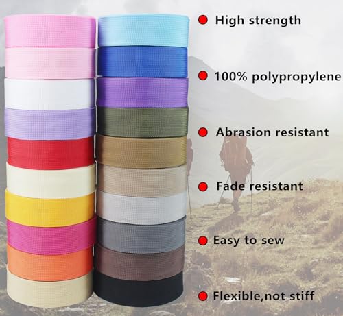 ZHFMILY 1 1/2 inch Polyprorylene Webbing Straps 12 Yards - color: Ivory