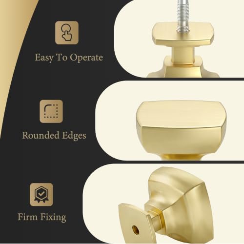 Haliwu 20 Pack Brushed Gold Cabinet Knobs Kitchen Drawer Knobs, Solid Pulls - color: Brushed Gold & Square