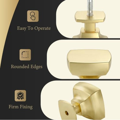 Haliwu 20 Pack Brushed Gold Cabinet Knobs Kitchen Drawer Knobs, Solid Pulls - color: Brushed Gold & Square