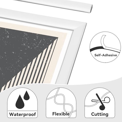 9.8 Ft Peel and Stick Wall Molding Trim, Flexible PVC Trim - color: White (Paintable), size: 9.8 Ft