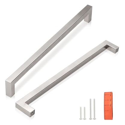 KNOBWELL 20 Pack 7-9/16" Square Kitchen Cabinet Pulls Brushed Nickel, Dresser Drawer Pulls Satin Stainless Steel T Bar Bathroom Vanity Handles 8 Inch Length - color: Brushed Nickel, size: Hole Center:7-9/16 inch(192mm)