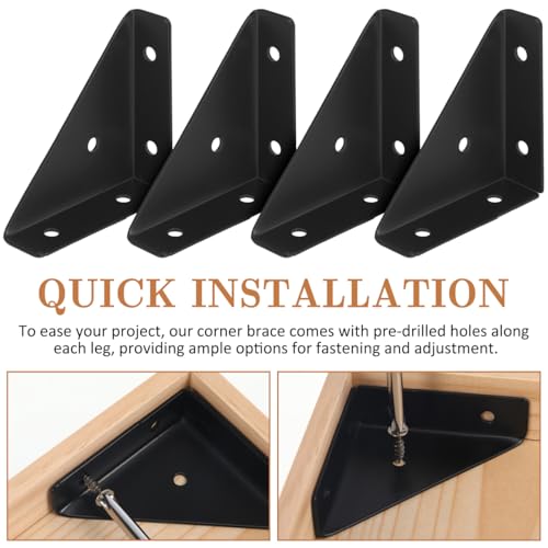 Hemobllo Corner Brackets for Wood Metal Corner Bracket 10 Pack Triangle Shelf Brace with Pre-Drilled Holes for Furniture Frame Bed Frame Desk Cabinet Support 3.54 X 2.55 X 0.74 in