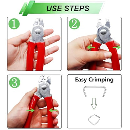 285 pcs Hog Rings with Straight Hog Ring Pliers Kit 3/4" 1/2" 3/8 "Galvanized Hog Rings for Animal Pet Cages、Ropes、Bagging、DIY Craft、Furniture (Pack of 2) - color: Red, size: 285PCS-Straight (Pack of 2)