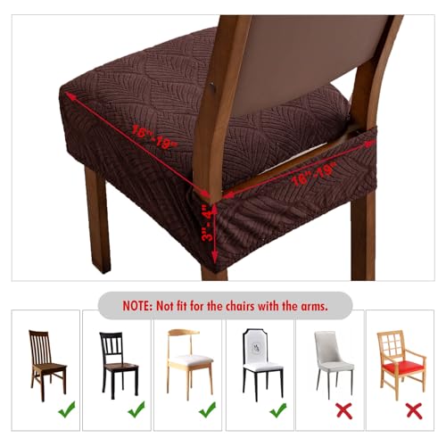 Waterproof Stretch Dining Chair Seat Covers, Set of 6 Chocolate - color: Chocolate, size: 16-20in-Rear-gapped