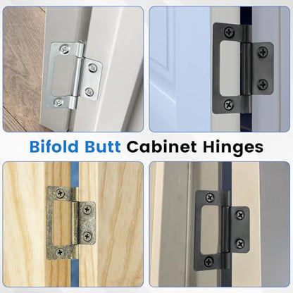 SDTC Tech 4-Pack Non-Mortise Door Hinges Bifold Butt Cabinet Hinges Silver - color: Silver
