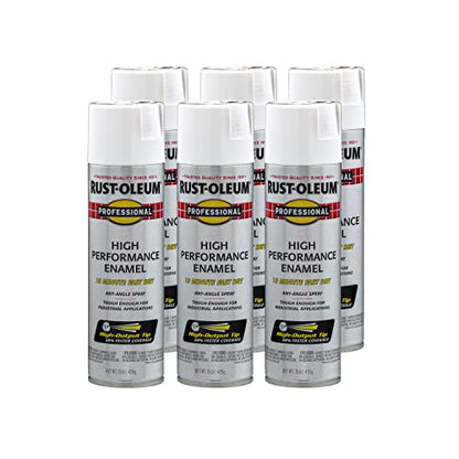Rust-Oleum Professional High Performance Flat White Spray Paint - color: Flat White, size: 15 Ounce (Pack of 6)