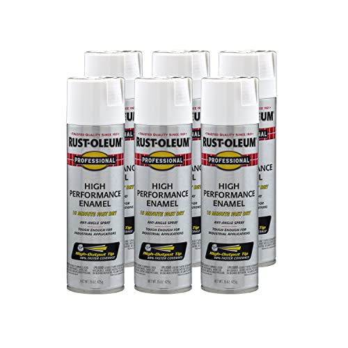 Rust-Oleum Professional High Performance Flat White Spray Paint - color: Flat White, size: 15 Ounce (Pack of 6)