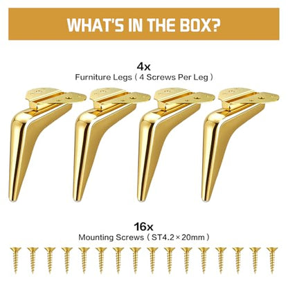 7 Inch Metal Furniture Legs,Sofa Couch Legs Set of 4,DIY Replacement for Dresser Cabinet Cupboard Ottoman (Brushed Gold) - color: Brushed Gold