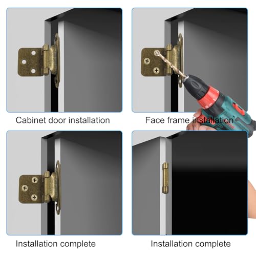4-Pack (2 Pair) Antique Brass Self-Closing Cabinet Hinges - color: Bronze
