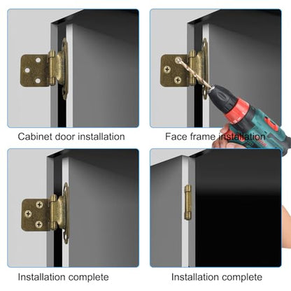 4-Pack (2 Pair) Antique Brass Self-Closing Cabinet Hinges - color: Bronze