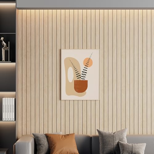 Arthome Peel and Stick Slat Wall Panels 15.7 "x400,Self-Adhesive PVC Wood Grain Wallpaper Panel,3D Thick Faux Soundproof Backsplash Accent Wall Tile for Walls & Furniture (Beige- Coverage 43.6 Sq.ft) - color: Beige, size: 15.7" x 400"