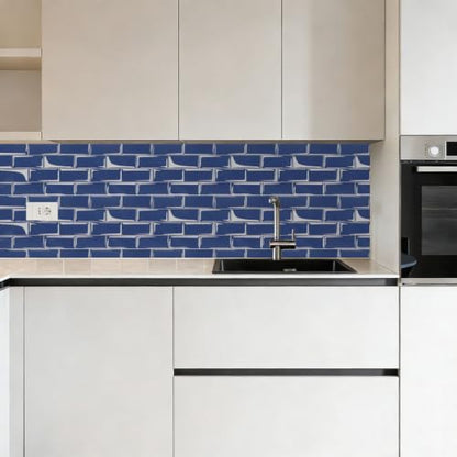 HARFINGTON Peel and Stick Backsplash Tiles 9.4"x4.7" Sea Blue, 10Pcs - color: Sea Blue