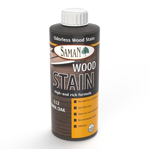 SamaN Interior Water Based Wood Stain - Natural Stain for Furniture, Moldings, Wood Paneling, Cabinets (Dark Oak TEW-112-12, 12 oz) - color: Dark Oak, size: 12 oz