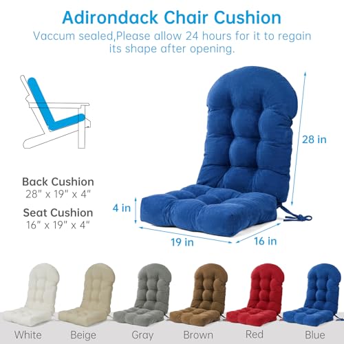 Rocking Chair Cushion 44x19x4 Non-Slip Indoor Adirondack Chair pad - color: Indoor Blue