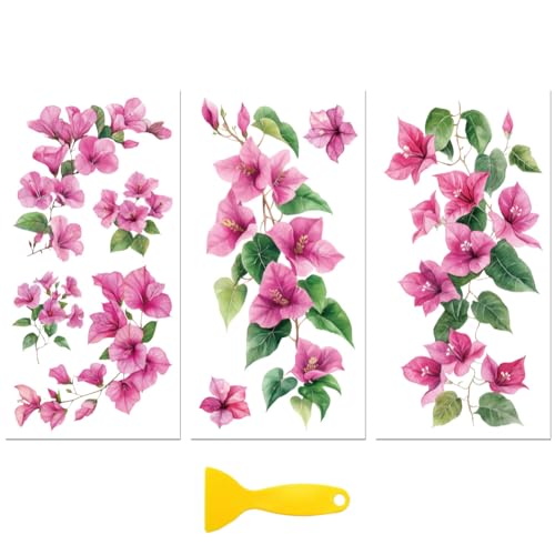 Peacoblue Pink Flower Vine Rub On Transfers for Furniture Craft 6"x12" - style: Pink Flower Vine