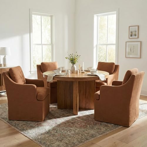 VKNOW Upholstered Dining Chairs, Dining Room Chairs with Casters - color: Orange, size: 1