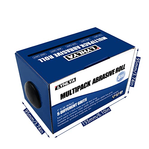 Assorted Sandpaper Rolls Emery Cloth Roll 5 Grits Abrasive Sandpaper Rolls Assorted Sand Paper with Dispenser for Woodworking Automotive Metal Polishing, 150 240 320 400 600 - size: 5roll-8m