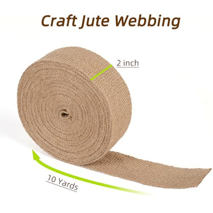 10 Yards 2" Jute Webbing for Chair Seat, Upholstery Webbing for Chairs, Natural Burlap Fabric for Craft Projects (2 Inch/10 Yards) - size: 2 Inch/10 Yards