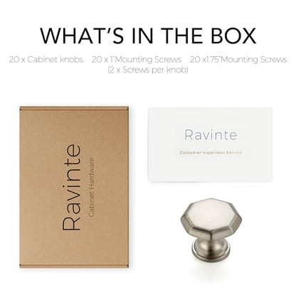 Ravinte Brushed Nickel Single Hole Round Cabinet Knobs,Zinc Pull,20 Pack - color: Brushed Nickel