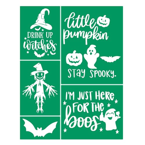Halloween Silk Screen Stencils Reusable Self Adhesive Stencils Halloween Quote Autumn Scarecrow Stencil for Wood Burning, Silk Screen Transfers Crafst on Wood/T-Shirt/Windows/Wall DIY Home Decor - color: Stay Spooky 8.5x11 1Pc
