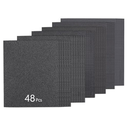SCOTTCHEN Sandpaper 48 Pcs, 113 * 135MM Silicon Carbide Wet Dry Sanding Sheets, 80/120/180/240/320/400 Grit, for Wood Metal Furniture Refinishing Rust Removal - style: Sandpaper for Hand Sanding Blocks