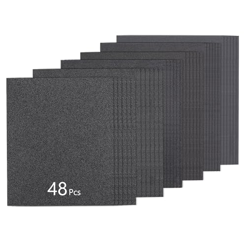 SCOTTCHEN Sandpaper 48 Pcs, 113 * 135MM Silicon Carbide Wet Dry Sanding Sheets, 80/120/180/240/320/400 Grit, for Wood Metal Furniture Refinishing Rust Removal - style: Sandpaper for Hand Sanding Blocks