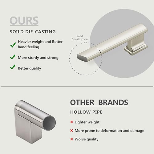10 Pack 6 Inch Length|5 Inch(128mm) Hole Center Brushed Satin Nickel Kitchen Cabinet Handles, Cabinet Pulls Kitchen Cabinet Hardware, Cupboard Pulls, Drawer Handles - color: Brushed Satin Nickel, size: 5 inch Hole Center(128mm), style: 10 Pack Handle