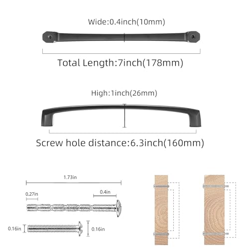 COTYKILEY 10 Pack 6-1/4 Inch(160mm) Matte Black Kitchen Cabinet Handles Cabinet Pulls Cabinet Door Handles Kitchen Cabinet Hardware Cupboard Drawer Pulls Dresser Handles - color: Matte Black, size: 6-1/4" Hole Center（160MM）
