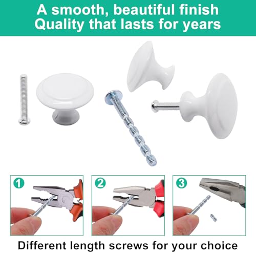 White Cabinet Knobs 25 Pack, Round Dresser Drawer Knobs 1.16 inch Drawer Pulls for Kitchen, Dressers and Closets - color: White