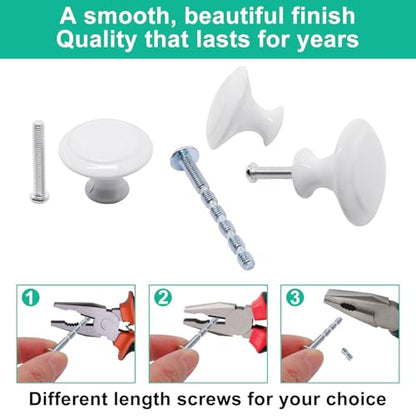 White Cabinet Knobs 25 Pack, Round Dresser Drawer Knobs 1.16 inch Drawer Pulls for Kitchen, Dressers and Closets - color: White