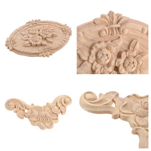 5Pcs Wood Appliques Onlays Classic Decorative Furniture Appliques Set C - color: Set C