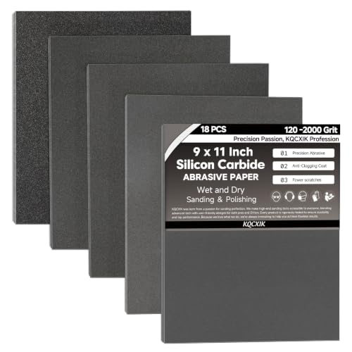 18-Sheet Premium Wet Dry Sandpaper Assortment, 9 x 11 Inch - style: MixGrit 18Pcs