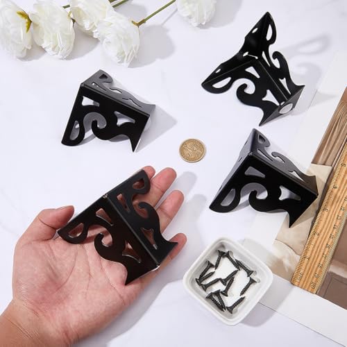 CRASPIRE 4Pcs Hollow Out Furniture Legs 3.15 Inch Set Black Artistic Metal Sofa for Table Cabinet Legs Dresser Feet Triangle Couch Shelf Repair Restoration Replacement Bookcase Wardrobe Bed - color: 4 Sets Black