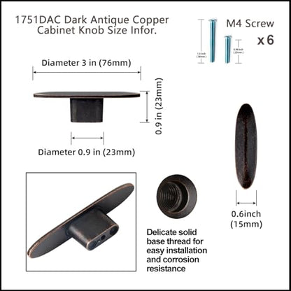 Goo-Ki 6 Pack Oval Cabinet Knobs Antique Oil Rubbed Bronze Large Drawer Knobs - 3" Full Length Single Screw/Hole Cabinet Handles Dresser Pulls Zinc Alloy Kitchen Hardware - color: Antique Oil Rubbed Bronze, size: 3" Full Length