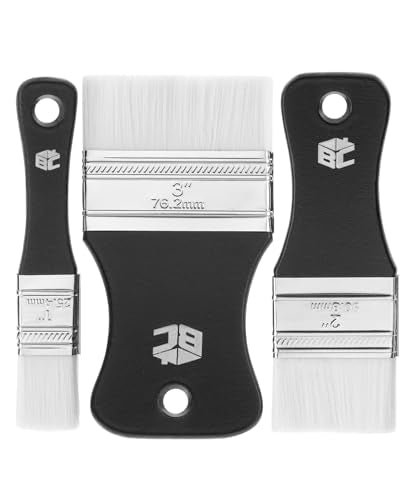 Bates- Flat Paddle Paint Brush Set, 3 Pack, 1"/2"/3" Nylon Bristles