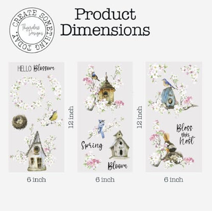 Rub on Transfers for Crafts and Furniture | 3 Design Sheets 6”x 12” | Home Decor Transfers | Furniture and Craft Decals | by Thymeless Designs (Farmhouse Churches) - style: Farmhouse Churches