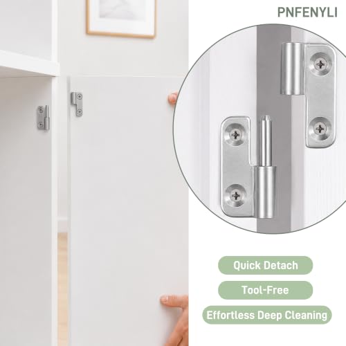 1.5in Lift Off Hinges 4Pack, 304 Stainless Steel Small Cabinet Hinges, Pin-on-Right Removable Butt Hinges for Wooden Box, Tool-Free Hinge for DIY & Electronics Enclosure (Silver, 16 Screws) - size: 1.5x1.35x0.4 in