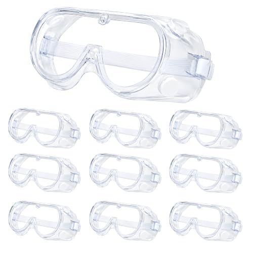 Safety Goggles Over Glasses, Anti Fog Protective Eyewear for Chemistry Lab, Woodworking, Mowing, Construction - color: 10 Pack