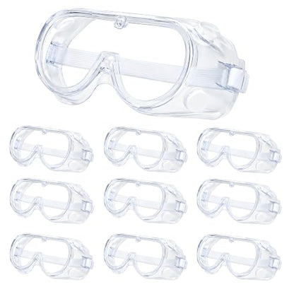 Safety Goggles Over Glasses, Anti Fog Protective Eyewear for Chemistry Lab, Woodworking, Mowing, Construction - color: 10 Pack