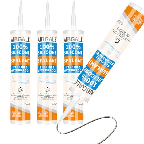 3 Pack Silver 100% Silicone Sealant, Universal Caulking Waterproof RTV Sealant, Stronger Adhesion, Shrink Crack Proof Caulking for Aquarium, Stainless Steel, Aluminum, Basements, 30.3 Oz - color: Silver, size: 3 Pack