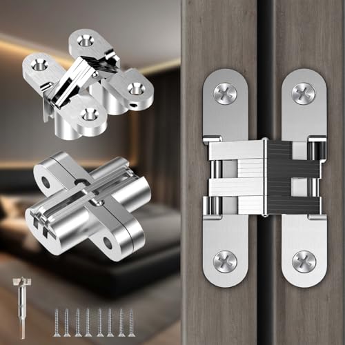 Hidden Door Hinge, 0.63 * 2.76 Inch, Silver, 2 Pack - color: Silver, size: 0.63*2.76Inch(2Pcs)