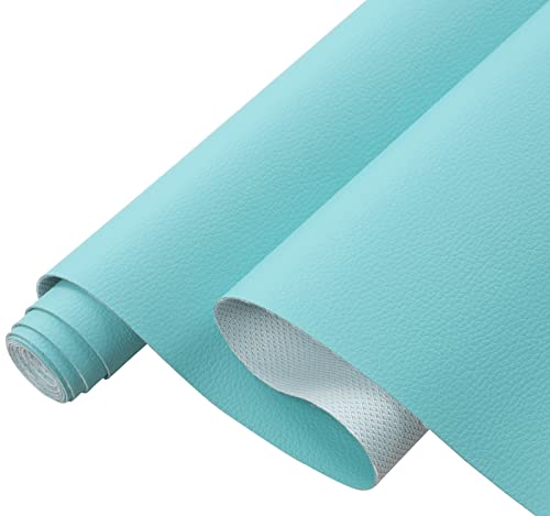 Picheng Lychee Faux Leather Fabric - 13.8" x 53" Soft Faux Leather Roll - color: Light Blue