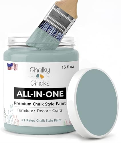 Chalky Chicks Stormy Seas 16 Fl Oz Chalk Paint for Furniture All in One - color: Stormy Seas (Light Blue), size: 16 Fl Oz (Pack of 1)