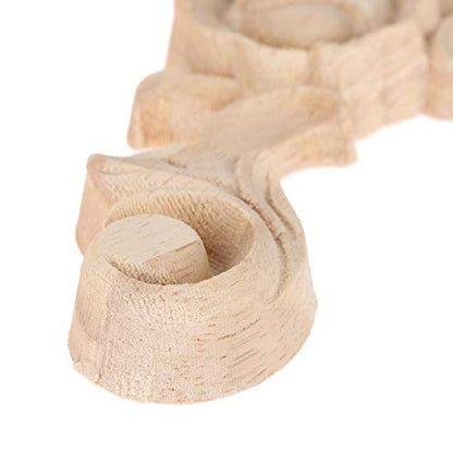 Rose Carved Appliques Onlays, 4Pcs Unpainted Wood Carvings Decals - size: 9x9cm/3.54"x3.54"