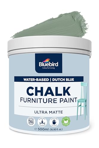 BLUEBIRD Chalk Furniture Paint - 500 ML / 16.9 fl oz for Furniture, Home Décor, Cabinets, and More (Dutch Blue) - color: Dutch Blue