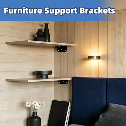 4"x2" Steel Corner Braces, L Brackets for Wood Furniture - size: （4PCS） Black