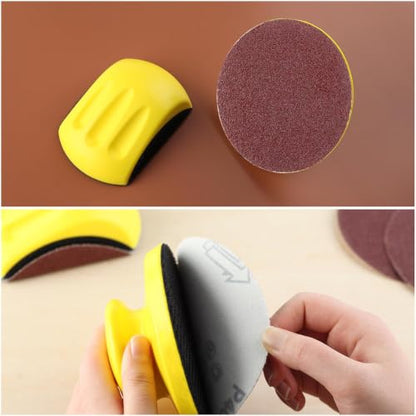 Hand Sanding Block Round and Mouse Shape Sandpaper Holder Hook and Loop PU Backing Ergonomic Grip for Wood Furniture Repair Craft (3inch) - color: 3inch