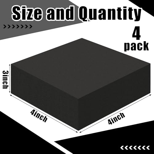 4 Pcs 3" Thick Foam Padding Sheet with Adhesive Backing Closed Cell - color: Black, size: 3 Inch Thick, 4 x 4 Inches
