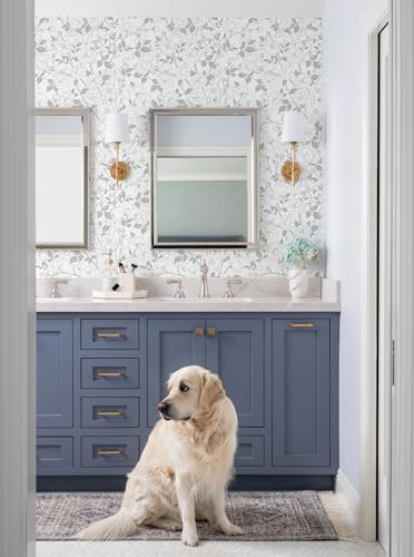 16.9in x118in Rose Floral Peel and Stick Wallpaper Light Gray Wallpaper - color: Gray Rose